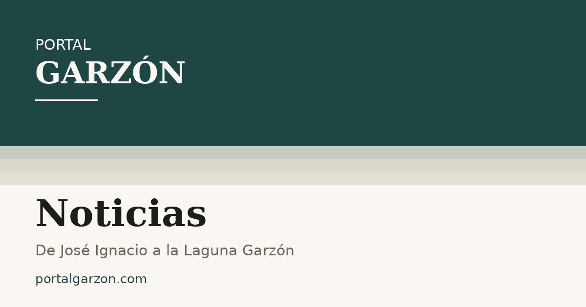 Portal Garzón news section card with the line De José Ignacio a la Laguna Garzón on a dark green and cream background